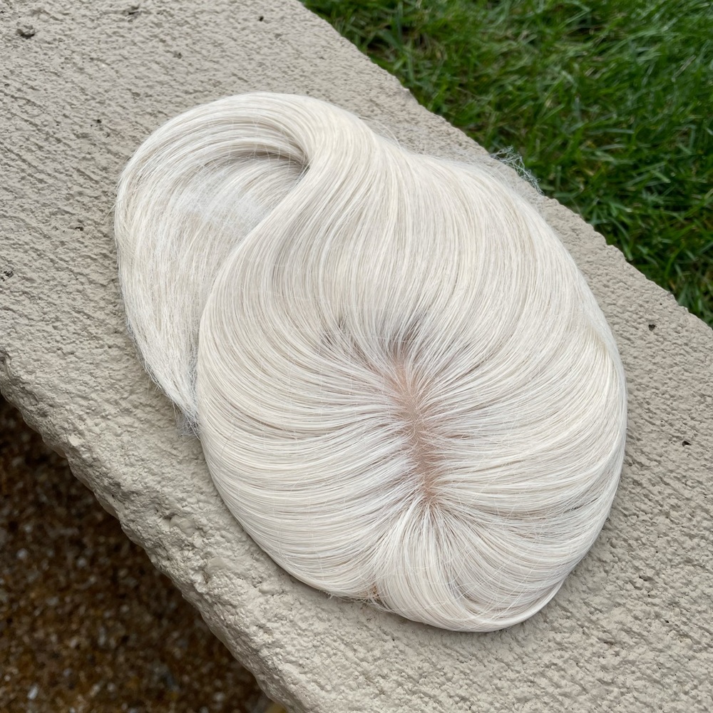 NWT 11” approx white vanilla blonde natural topper feather bangs #60 brand new - Picture 7 of 16